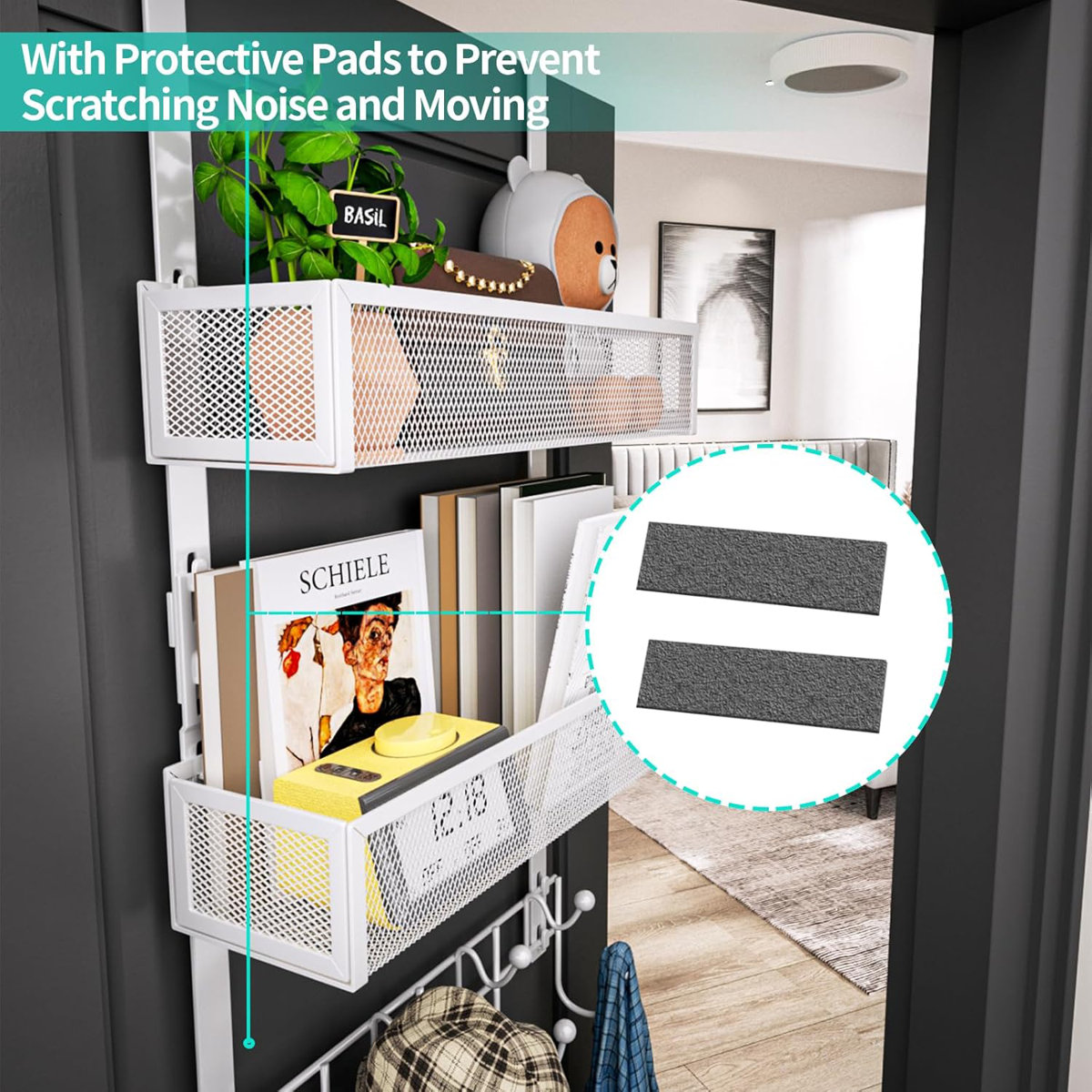 Over The Door Organizer With 9 Hooks And 2 Storage Baskets, Rustproof Stainless Steel Door Hanger For Bathroom, Kitchen, Bedroom, And Living Room